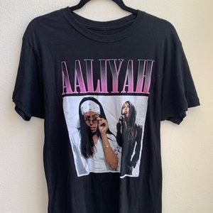 100% Cotton Aaliyah Mens M Crewneck Black T-shirt